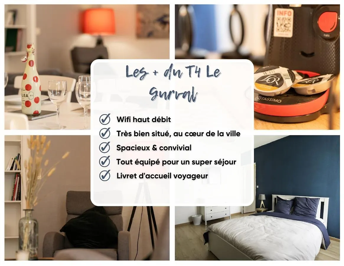 Centre-Ville ~ Wi-Fi ~ Netflix ~ T4 Le Gurval Guer